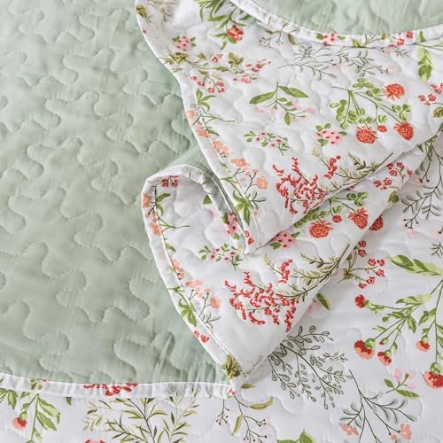 NEWLAKE Quilt Bedspread Sets - Blooming Classic Floral Pattern Reversible Coverlet Set, Queen Size - Image 7