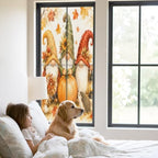 Window Privacy Film Frosted, Fall Pumpkins Static Cling Door Window Covering, Thanksgiving Autumn Gnomes Maple Leaves UV Blocking Windows Film for Office, Hotel, Bedroom, 29.5 x 78.7 Inches - Image 2