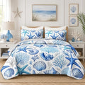 HOSIMA Blue Ocean Quilt Twin Size Coastal Bedding with 2 Pillowcases. by HOSIMA