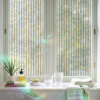 Thin Beige Striped Window Privacy Film Rainbow Static Cling Stain Glass Window Film for Glass Door, Decorative Heat Blocking Sunroof Decal Sticker for Car 35.4"x78.7" Farmhouse Modern Stripes - Image 6