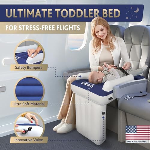 LUMARA Toddler Airplane Bed - Inflatable Airplane Bed for Toddlers, Plane Baby Mattress for Kids - Blow Up Air Mattress for Child Flight Sleep with Safety Belt, Innovative Valves, No Pump Needed - Image 2