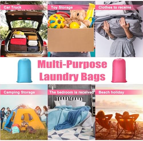 Nuogo 20 Pcs Large Laundry Bags Bulk, 38 x 24 Inch, Pink, Blue - Image 6