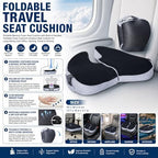 Foldable Travel Seat Cushion, Portable Memory Foam Cushion with Built-in Handles, Foldable Chair Cushions Airplane Seat Cushion for Long Sitting, Suit Office, Gaming, Travel or Driving - Image 3