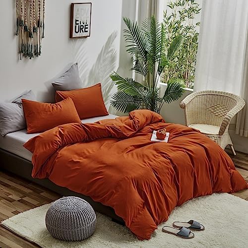 Luxlovery Burnt Orange Comforter California King Rust Bedding Comforter Set Cal King Size Rust Caramel Bedding Set Soft Breathable Blanket Quilts Reddish Brown Comforter Set for Women Men - Image 4