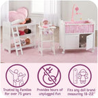 Badger Basket Toy Doll Travel Trolley and Carrier for 18 Inch Dolls - Rolling Suitcase with Removable Wheels, Carrying Straps, and Spacious Storage - Best for On-The-Go Playtime Fun - Image 3