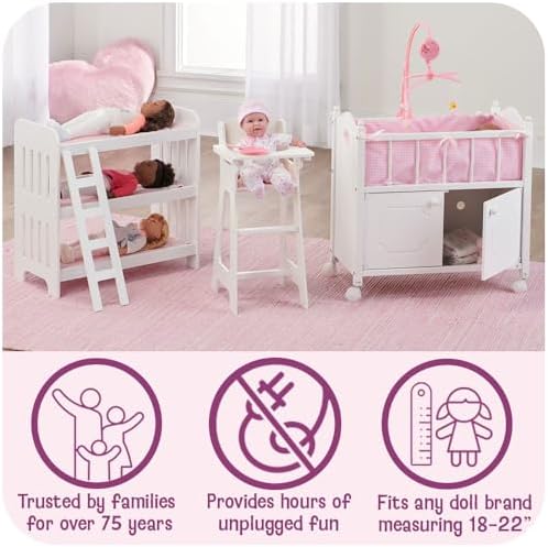 Badger Basket Toy Doll Travel Trolley and Carrier for 18 Inch Dolls - Rolling Suitcase with Removable Wheels, Carrying Straps, and Spacious Storage - Best for On-The-Go Playtime Fun - Image 3
