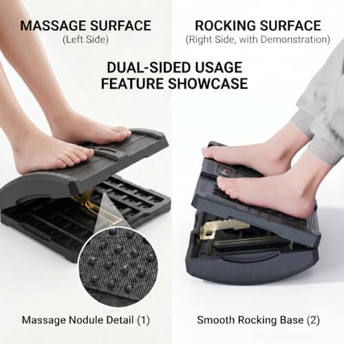 Ergonomic Foot Rest Under Desk, Foldable & Portable 7-Level Foot Stool, Dual-Side Massage Surface, Under Desk Footrest for Office, Home, Car - Image 4