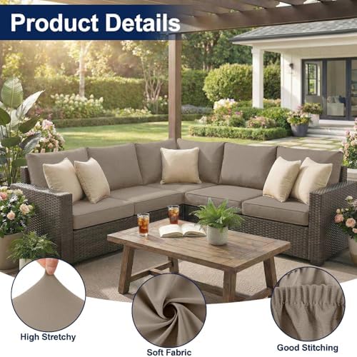 Smiry Waterproof Patio Cushion Covers, Stretch Outdoor Furniture Covers - Image 5