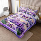 HOSIMA Lavender Butterfly Floral Patchwork Quilt Queen with 2 Pillowcases. - Image 2