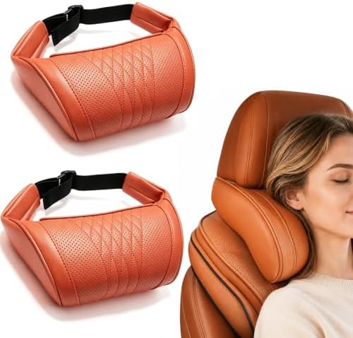 Memory Foam Car Headrest Neck Pillow-2 Pack，Orange by Unknown
