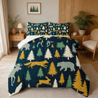 Feelyou Moose Fox Comforter Set Twin Size Soft Kids Nature Woodland Wild Animal Bedding Set with Pillow Case Farmhouse Bear Bathroom Lightweight Breathable Comforter by Feelyou