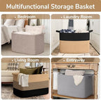 Goodpick 105L Extra Large Woven Rope Blanket Basket, Rectangle, Black Jute - Image 4