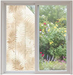 Window Privacy Film Frosted, Brown Botanical Non-Adhesive Static Cling Window Tint, Summer Palm Leaves Foliage Tropical Insulated Windows Frosted Films for Living Room, 35.4 x 78.7 Inches by Unknown