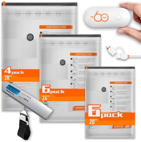 17 Packs Vacuum Seal Bags with USB/Type-C Pump, 3 Sizes Travel Vacuum Storage Bags for Clothing, Vacuum Packing Bags for Closet Organization, Bedding & Seasonal Storage by Wfiia