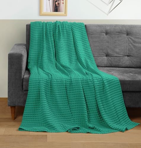 Utopia Bedding 100% Cotton Waffle Blanket Queen Emerald Green, 90x90 Inch - Image 4