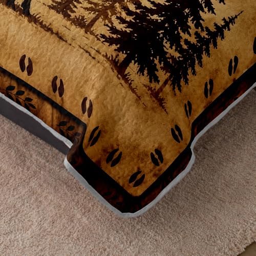HOSIMA Rustic Deer Bedding Queen,Vintage Brown Quilt with 2 Pillowcases. - Image 4