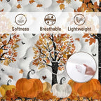 BlessLiving King Quilt Halloween Fall Bedding with Black Gray Plaid Pumpkin - Image 5
