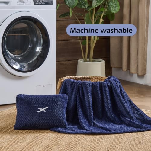 NEWCOSPLAY Travel Blanket with Storage Bag for Airplane Travel, Dark Navy - Image 5