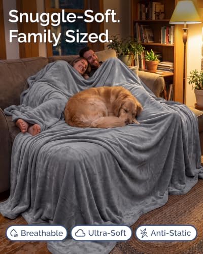 Fleece Blanket Oversized King - Ultra-Soft Warm Flannel Blanket - Dark Grey - Image 4