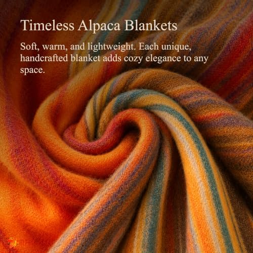 ALPAKITAS Alpaca Wool Blanket - Throw Size Bed Blanket - Alpaca Throw Blanket - Best Gift & Warm Blanket, Lightweight, Couch Blanket or Camp - Outdoor Blanket - 64 x 45 Inches (Orange) - Image 3
