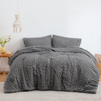 Love's cabin Seersucker Dark Grey California King Comforter Set, 7 Pieces California King Bed in a Bag, All Season Bedding Sets with Comforter, Flat Sheet, Fitted Sheet, Pillowcase and Pillow Sham - Image 2
