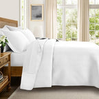 IR Imperial Rooms King Quilt Bedding Set White Bedspread Wave 2 Pack - Image 2