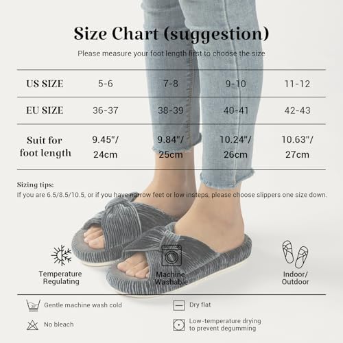 Chantomoo Slippers for Women Memory Foam House Bedroom Corduroy Bow Crossbands Slipper Shoes Comfy Trendy Gift Slippers - Image 5