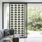 Window Privacy Film Frosted, Forest Green Boho Non-Adhesive Static Cling Window Tint, Middle Century Geometric Abstract Art Insulated Windows Frosted Films for Living Room, 35.4 x 78.7 Inches - Image 2