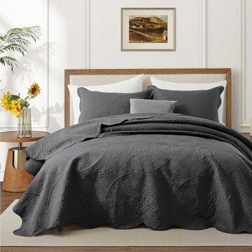 IR Imperial Rooms Twin Quilt Charcoal Floral 10 Pack for Hotel Guest Room - Image 2