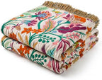 Boho Throw Blanket, 100% Soft Cotton Floral Quilt, King 90"x 98" by Unknown