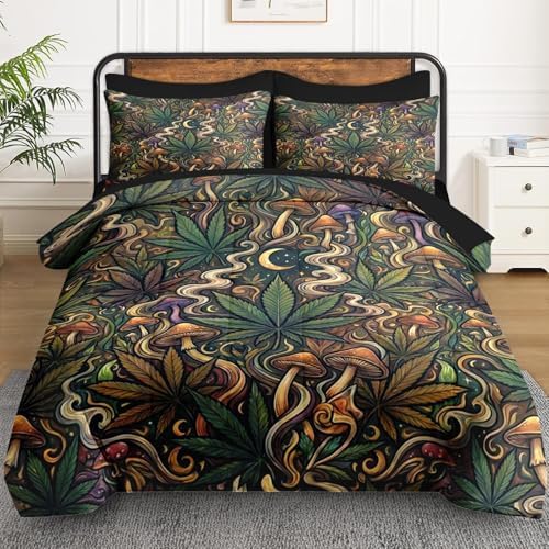 WeCozy Twin Comforter Set with Sheets, 5 Pieces Mushroom Herb Bedding - Image 2