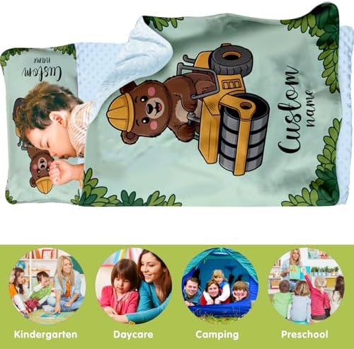 Personalized Toddler Nap Mat for Preschool, Custom Kids Nap Mat with Name, Extra Soft Preschool Nap Mat with Pillow & Blanket, Roll Up Daycare Sleeping Mat for Kids Boys - Image 3