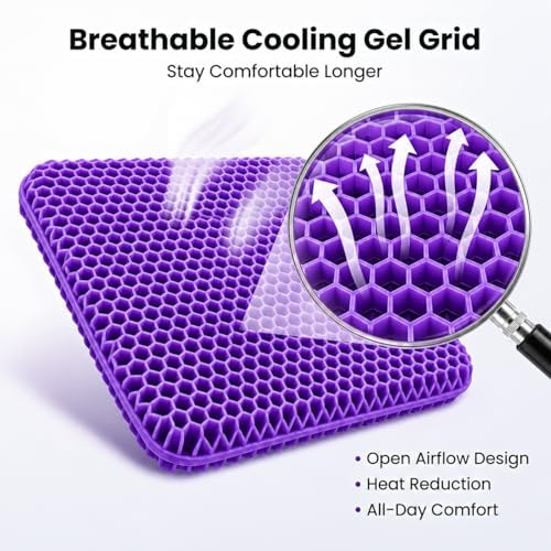 Extra Thick Large Pure Gel Seat Cushion for Long Sitting, Breathable Comfort Cushion for Back, Sciatica, Tailbone & Hip Pain Relief, Washable Portable Cushion for Office Chair, Car, Wheelchair - Image 5