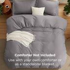 Bedsure Queen Duvet Cover with Fitted Sheet, Double Brushed Bedding, Grey - Image 4