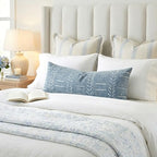 BlissBlush Coastal Blue Lumbar Pillow Cover 14x36 for Bed, Accent Long Lumbar Pillow Cover for Bedroom, Soft Woven Chenille Textured Farmhouse Boho Decorative Cushion Cover - Image 5