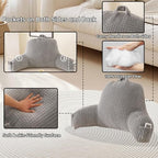 Reading Pillow with Arms for Sitting in Bed,Backrest,Gray Flannel,M - Image 5