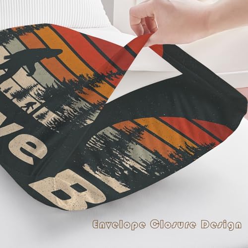 Bigfoot Pillowcases Queen Size Set of 2 - Sasquatch Pillow Cases with Envelope Closure, Boys Retro 70s Decorative Pillow Covers for Bed Couch, Soft Breathable Microfiber - Image 5