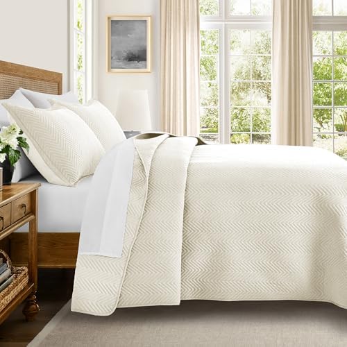 IR Imperial Rooms Twin Quilt Bedding Set Ivory Bedspread Wave - Image 2