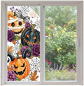 Window Privacy Film Frosted, Pumpkins Halloween Non-Adhesive Static Cling Window Tint, Black Horror Purple Floral Botanical Insulated Windows Frosted Films for Living Room, 35.4 x 78.7 Inches by Unknown
