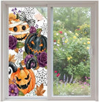 Window Privacy Film Frosted, Pumpkins Halloween Non-Adhesive Static Cling Window Tint, Black Horror Purple Floral Botanical Insulated Windows Frosted Films for Living Room, 35.4 x 78.7 Inches by Unknown
