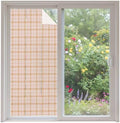 Window Privacy Film Frosted, Cream Buffalo Plaid Non-Adhesive Static Cling Window Tint, Modern Farmhouse Peach Pink Checkered Insulated Windows Frosted Films for Living Room, 35.4 x 78.7 Inches by Unknown