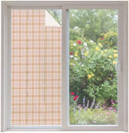 Window Privacy Film Frosted, Cream Buffalo Plaid Non-Adhesive Static Cling Window Tint, Modern Farmhouse Peach Pink Checkered Insulated Windows Frosted Films for Living Room, 35.4 x 78.7 Inches by Unknown