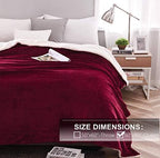NANPIPER Sherpa Blanket Twin Thick Warm Blanket for Winter, Super Soft Fuzzy Flannel Fleece/Wool Like Reversible Velvet Plush (Wine Red, Twin Size 60"x80") - Image 2