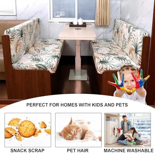 CRFATOP RV Dinette Cushion Covers Soft 4pc Camper Booth Seat Slipcover,34 - Image 4