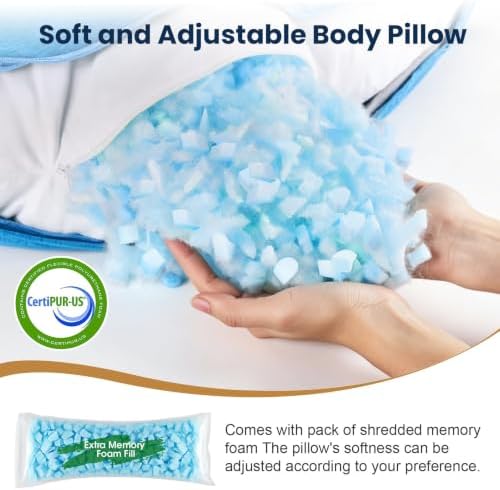 TranquilRelax C Shaped Body Pillow for Side Sleepers, Light Blue-35"*10" - Image 5