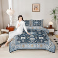 Erosebridal Navy Blue Floral Full Comforter Set - Vintage Flower Boho Bedding Set for Kids Adults | Farmhouse Cottage Flowers Quilt | Retro Aesthetic Bedroom Decor with 2 Pillowcases by Erosebridal