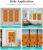 Window Privacy Film Frosted, Orange Pumpkins Halloween Reusable Static Cling Window Tints, Horror Haunted Houses Heat Control Windows Films for Offices, Balcony, 29.5 x 118 Inches - Image 7