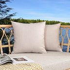 Kevin Textile Outdoor Waterproof 26”x26” Pillow Covers 2 Pack, Light Beige by KevinTextile