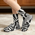 Jeiento Winter Fuzzy Slipper and Crew Socks for Women,Adult Slip-on Close Toe House Slipper,Flat Comfort home Slides - Image 2