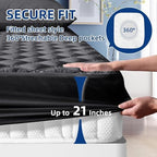 Cal King Mattress Protector Waterproof, Fitted Deep Pocket 8"-21", Black - Image 4